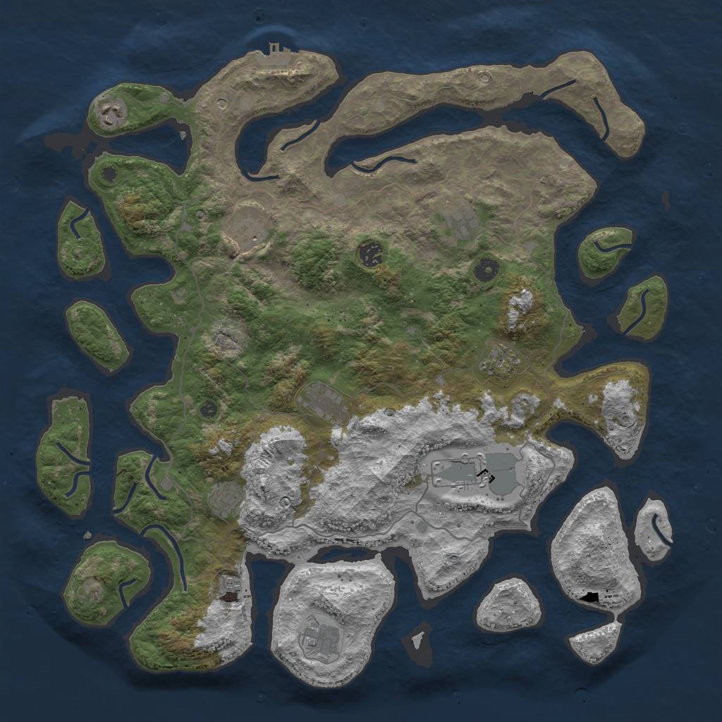 Rust Map: Procedural Map, Size: 4500, Seed: 1775420386, 14 Monuments