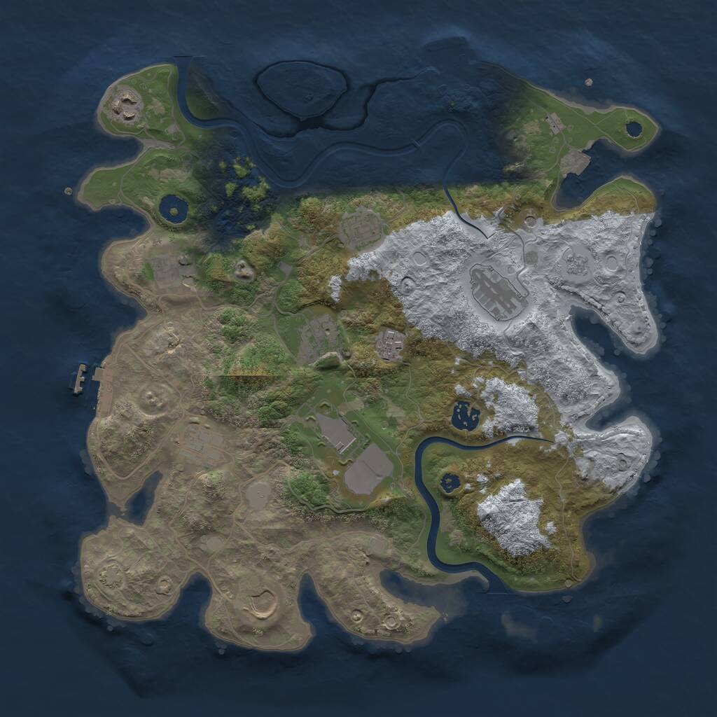 Rust Map: Procedural Map, Size: 3750, Seed: 726365368, 16 Monuments