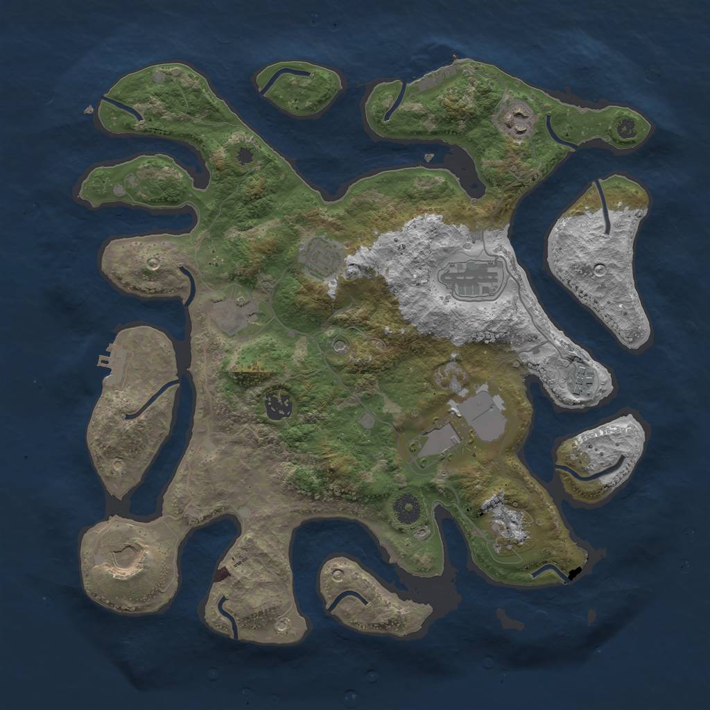 Rust Map: Procedural Map, Size: 3750, Seed: 726365368, 14 Monuments