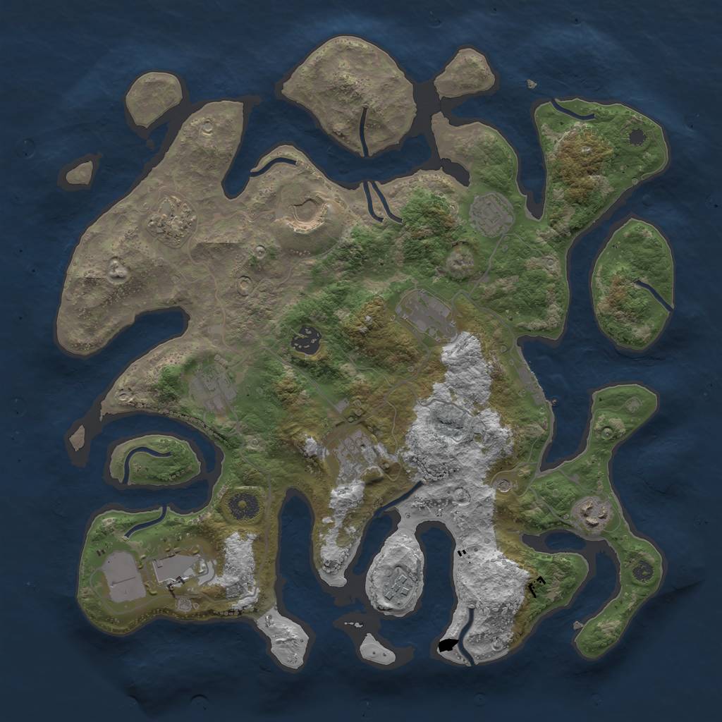 Rust Map: Procedural Map, Size: 3750, Seed: 677188756, 14 Monuments