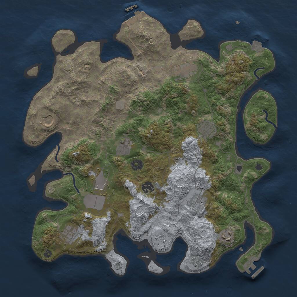 Rust Map: Procedural Map, Size: 3750, Seed: 677188756, 16 Monuments