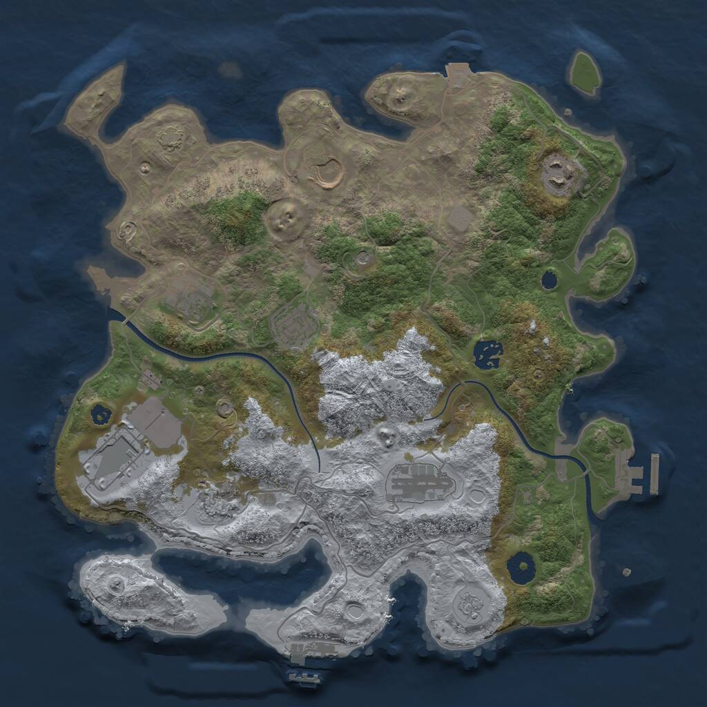 Rust Map: Procedural Map, Size: 3500, Seed: 501789, 14 Monuments
