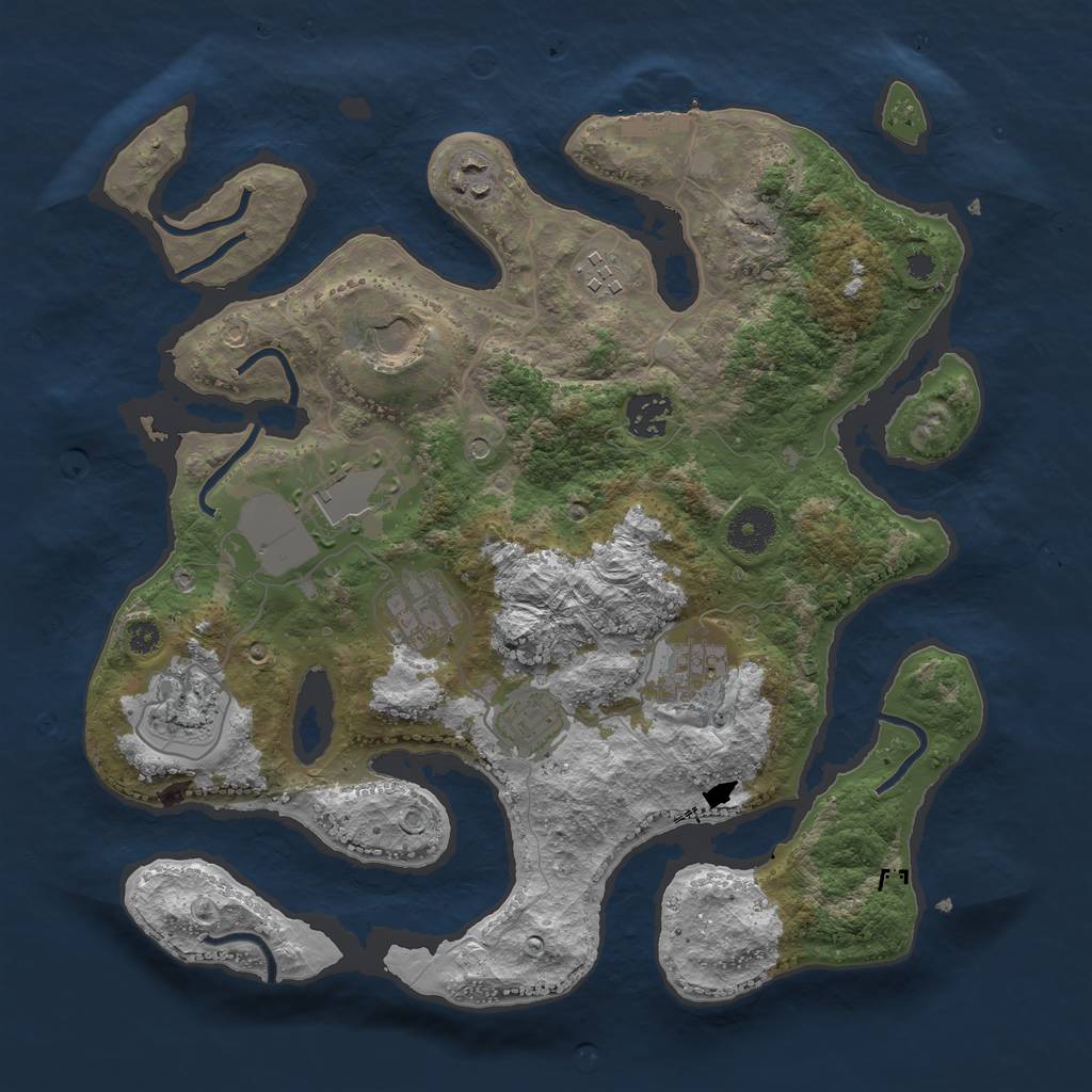 Rust Map: Procedural Map, Size: 3500, Seed: 501789, 13 Monuments