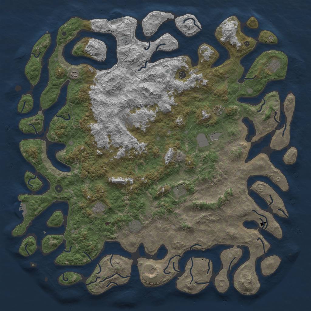 Rust Map: Procedural Map, Size: 6000, Seed: 13374, 16 Monuments