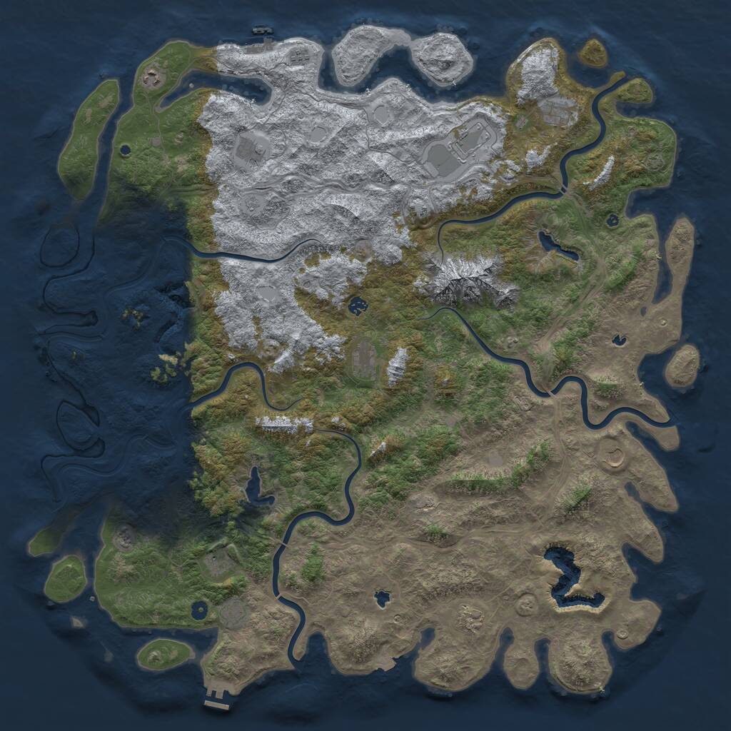 Rust Map: Procedural Map, Size: 6000, Seed: 13374, 17 Monuments