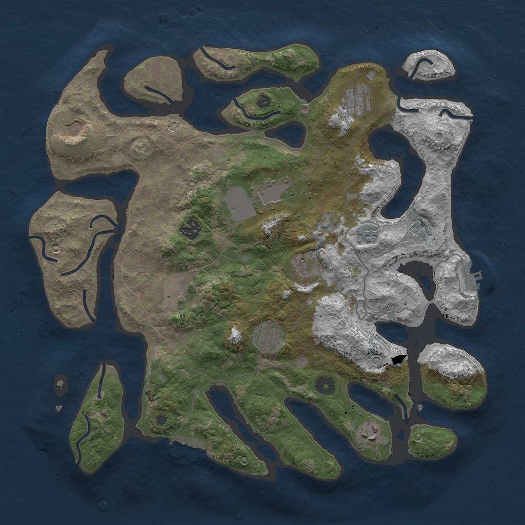 Rust Map: Procedural Map, Size: 4000, Seed: 1234568907, 14 Monuments