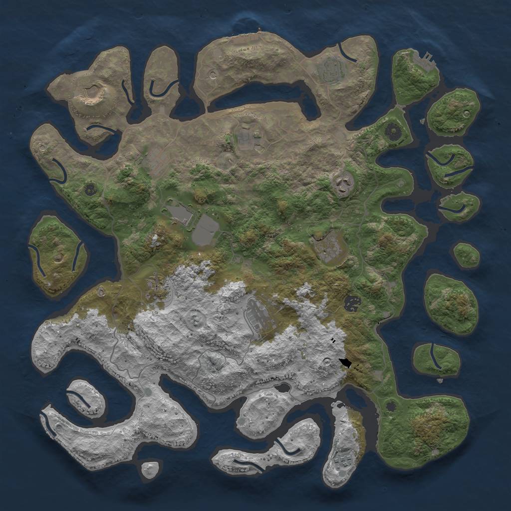 Rust Map: Procedural Map, Size: 4500, Seed: 760684, 16 Monuments