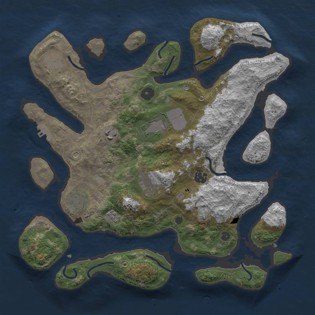 Rust Map: Procedural Map, Size: 3700, Seed: 1191574120, 11 Monuments
