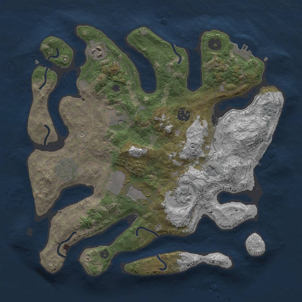 Rust Map: Procedural Map, Size: 3500, Seed: 32290432, 12 Monuments