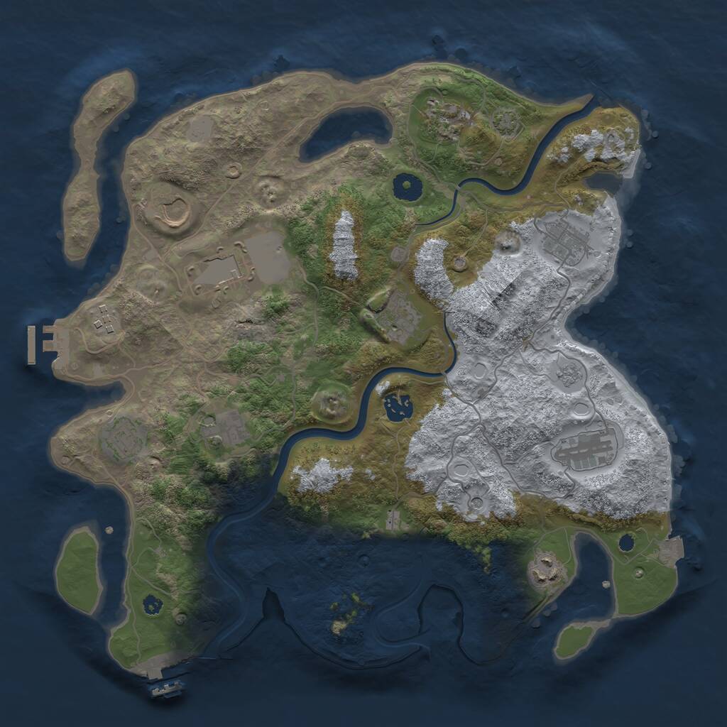 Rust Map: Procedural Map, Size: 3750, Seed: 1715857939, 17 Monuments