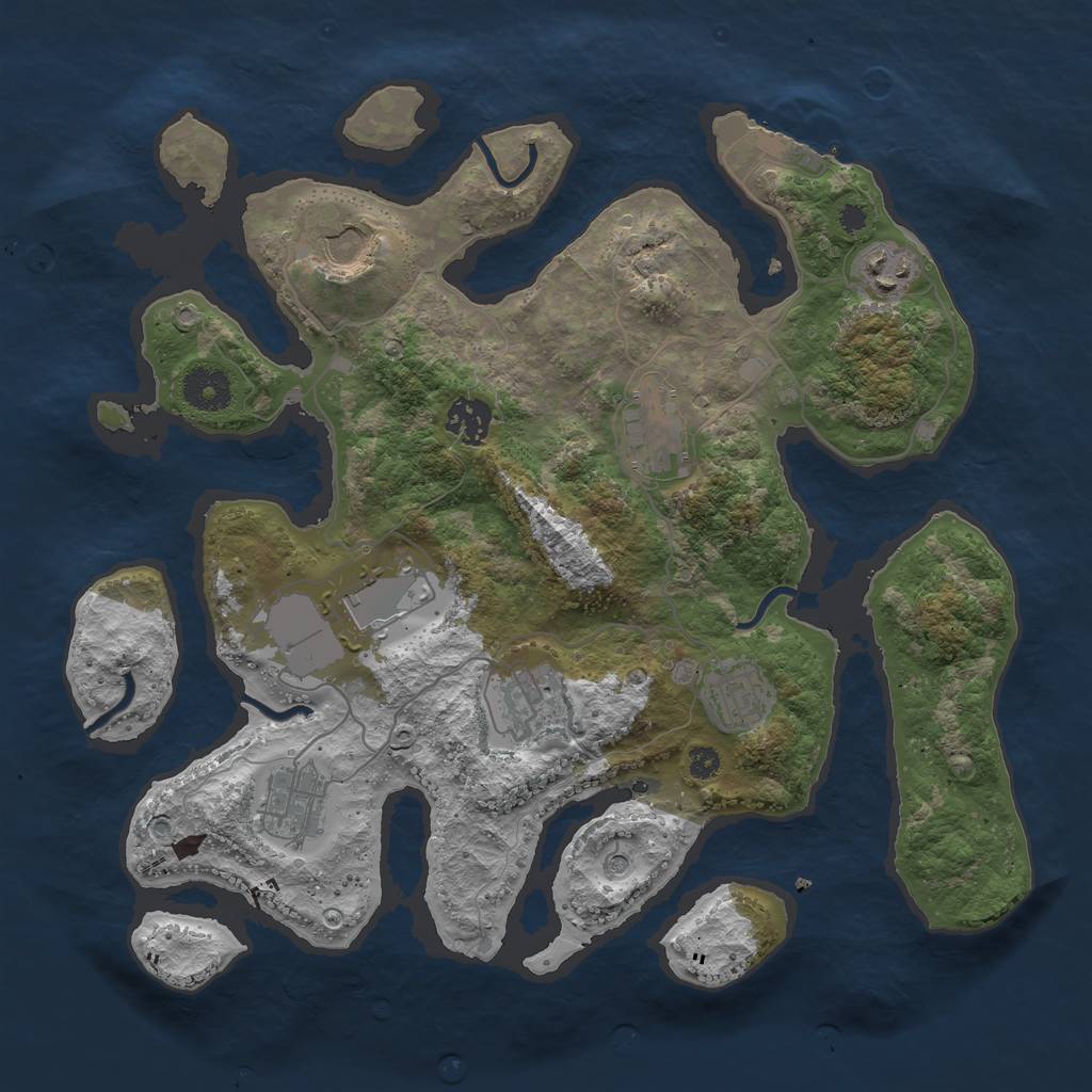 Rust Map: Procedural Map, Size: 3500, Seed: 5916742, 12 Monuments