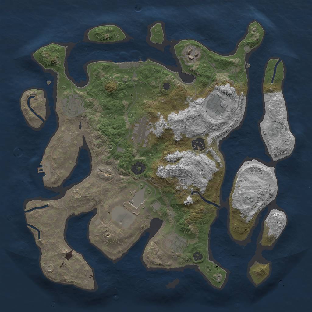 Rust Map: Procedural Map, Size: 3500, Seed: 2115044, 12 Monuments