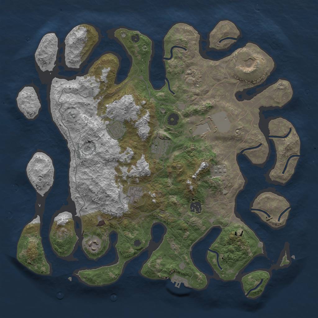 Rust Map: Procedural Map, Size: 4000, Seed: 20000704, 13 Monuments