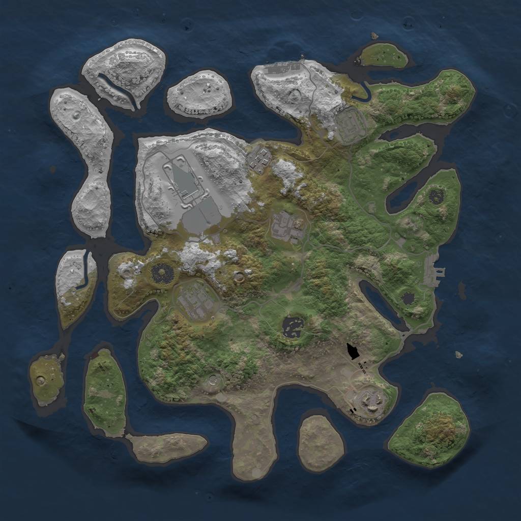 Rust Map: Procedural Map, Size: 3500, Seed: 24376458, 12 Monuments