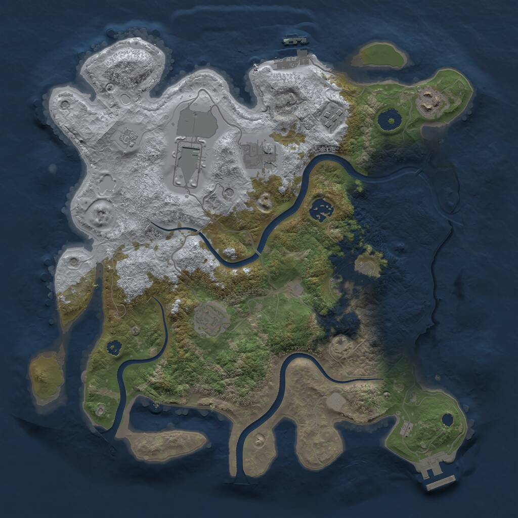 Rust Map: Procedural Map, Size: 3500, Seed: 24376458, 13 Monuments