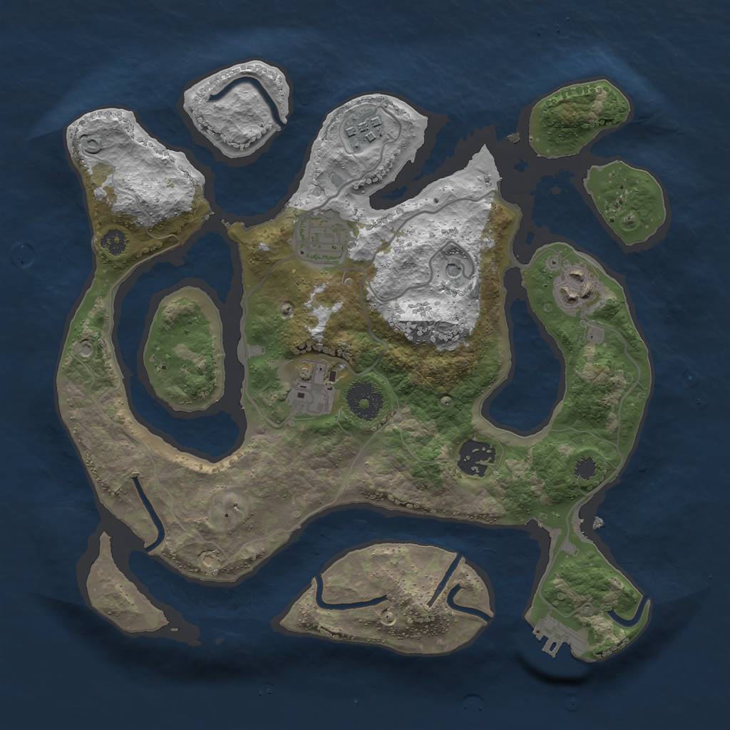 Rust Map: Procedural Map, Size: 3000, Seed: 1258770534, 9 Monuments