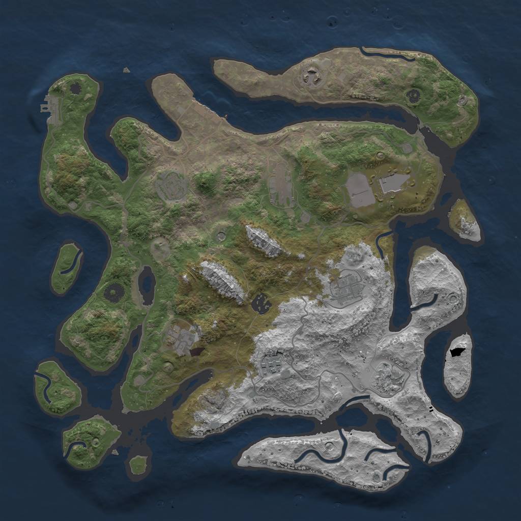 Rust Map: Procedural Map, Size: 4000, Seed: 726662240, 14 Monuments