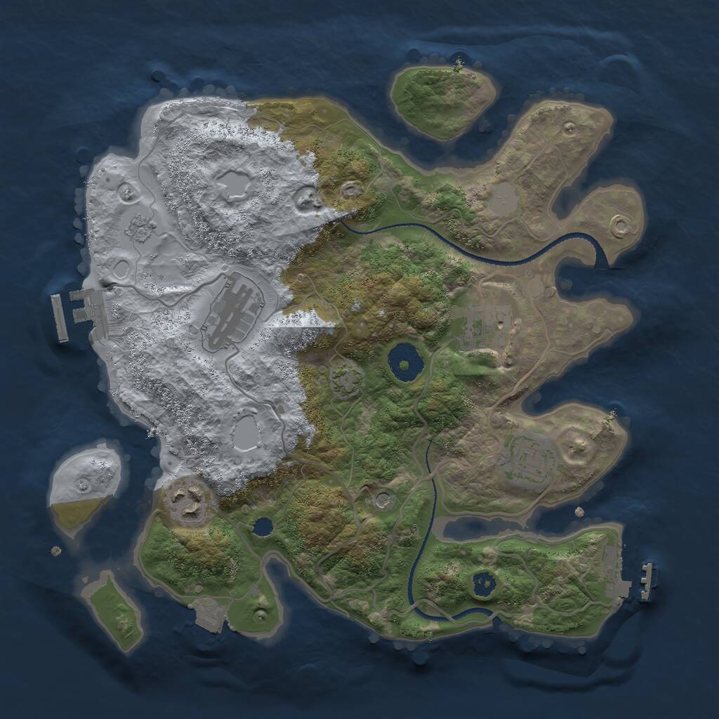 Rust Map: Procedural Map, Size: 3000, Seed: 2004142816, 10 Monuments
