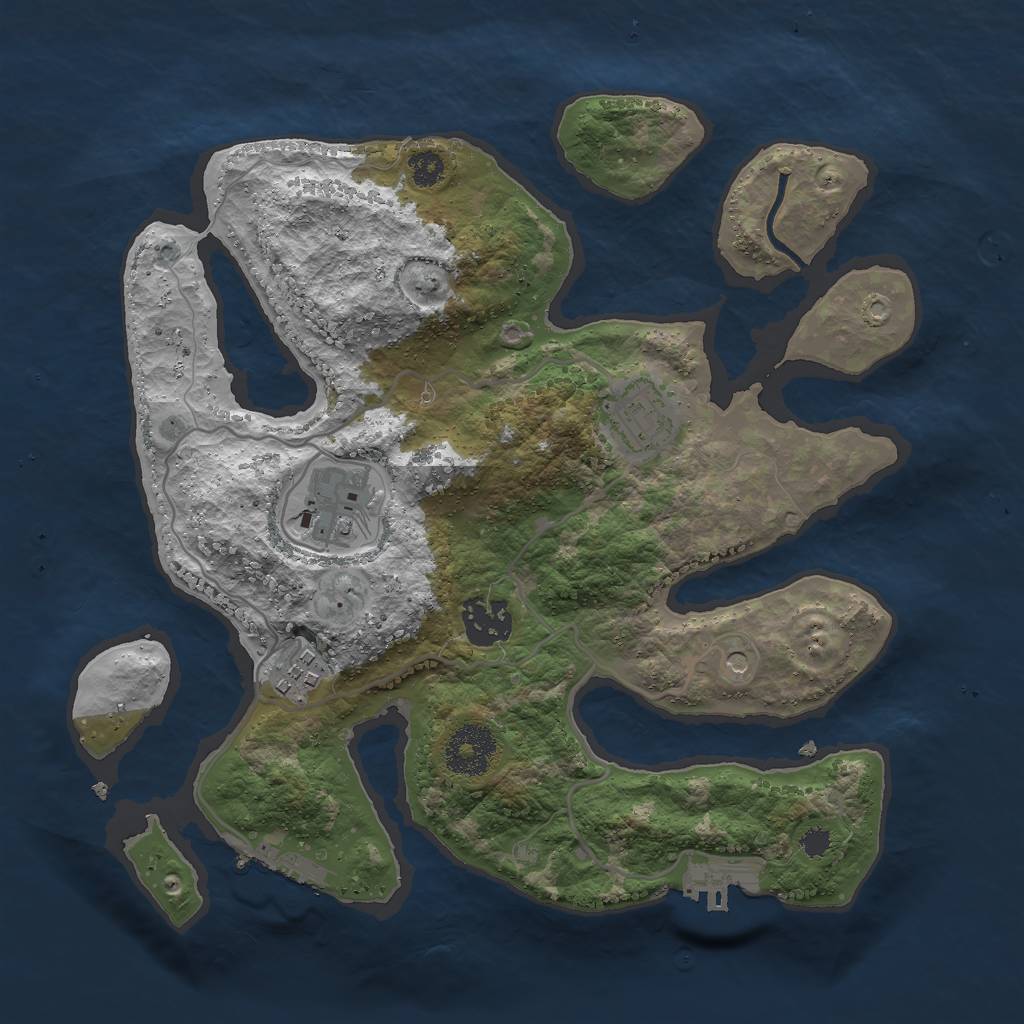 Rust Map: Procedural Map, Size: 3000, Seed: 2004142816, 9 Monuments