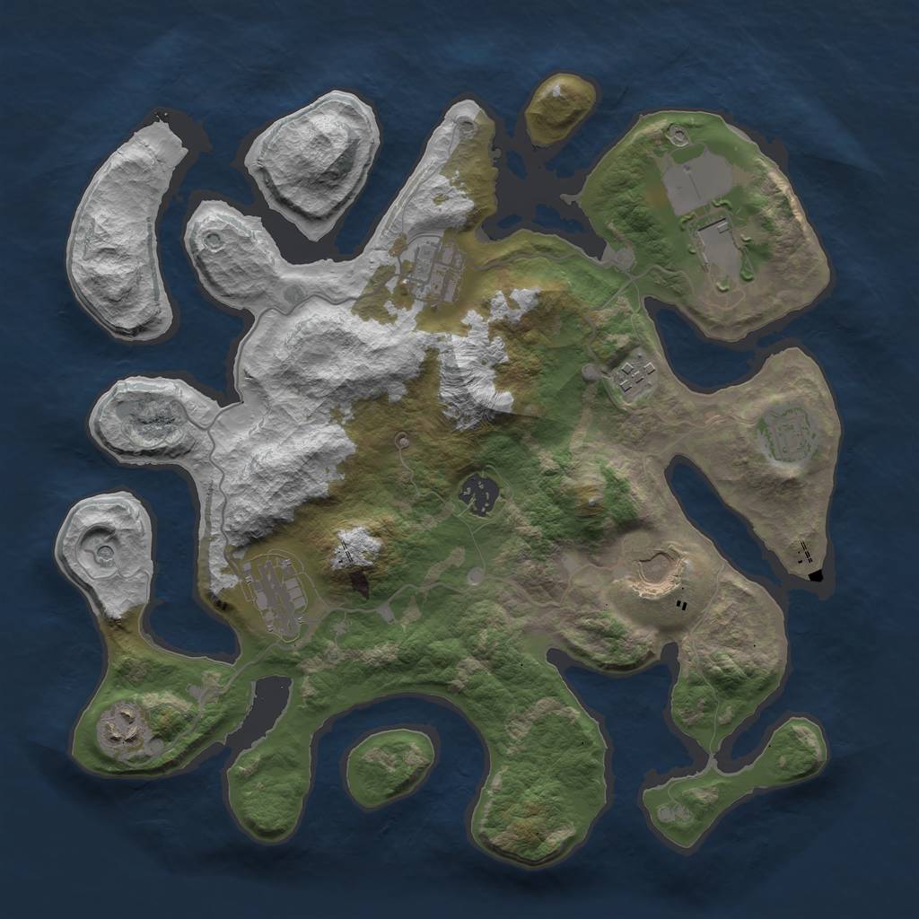 Rust Map: Barren, Size: 3500, Seed: 6634263, 11 Monuments