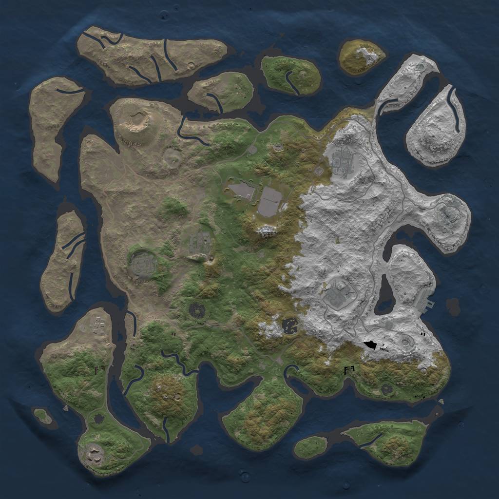 Rust Map: Procedural Map, Size: 4500, Seed: 878269, 13 Monuments