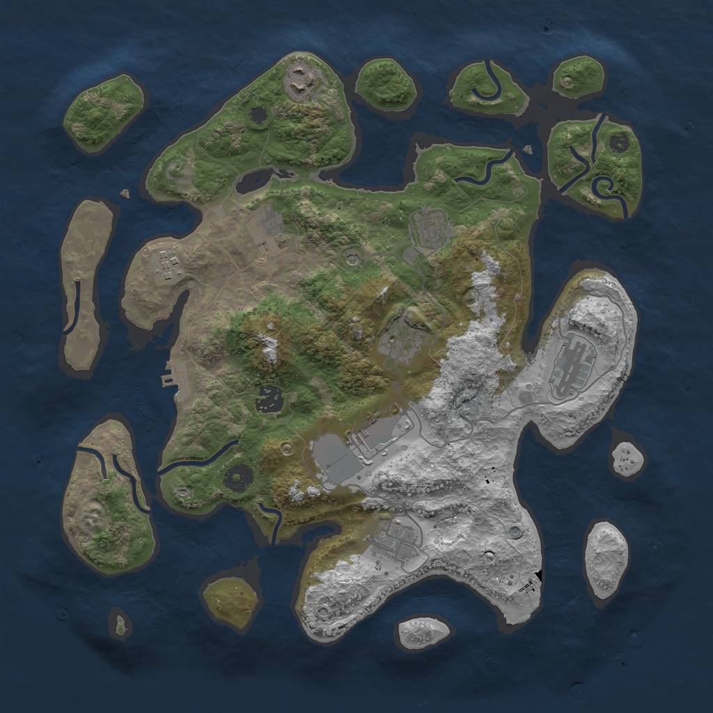 Rust Map: Procedural Map, Size: 3700, Seed: 130449176, 13 Monuments