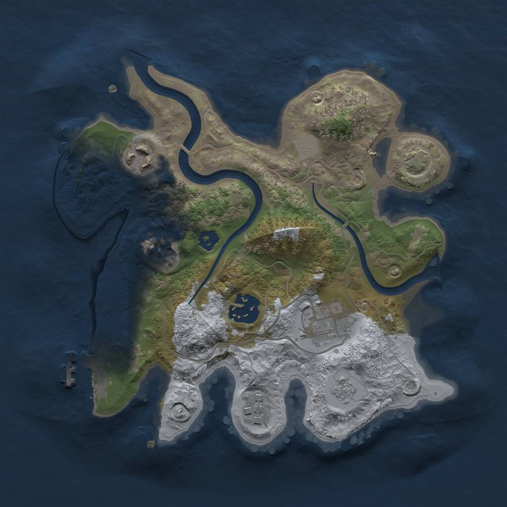Rust Map: Procedural Map, Size: 2500, Seed: 938744534, 8 Monuments