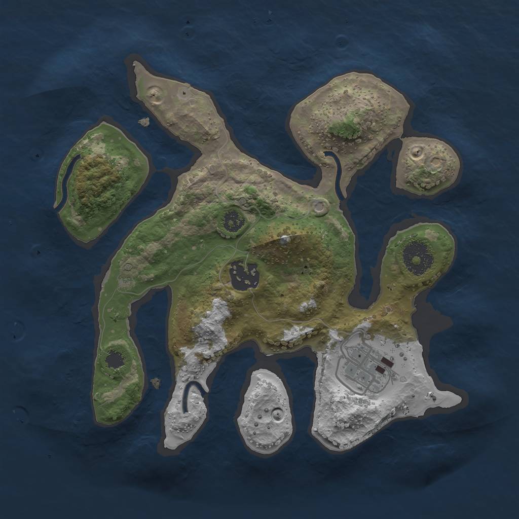 Rust Map: Procedural Map, Size: 2500, Seed: 938744534, 4 Monuments