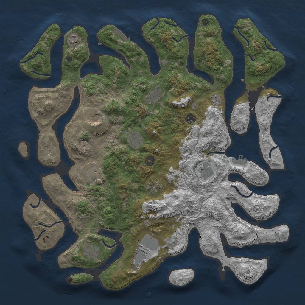 Rust Map: Procedural Map, Size: 4500, Seed: 921093, 16 Monuments