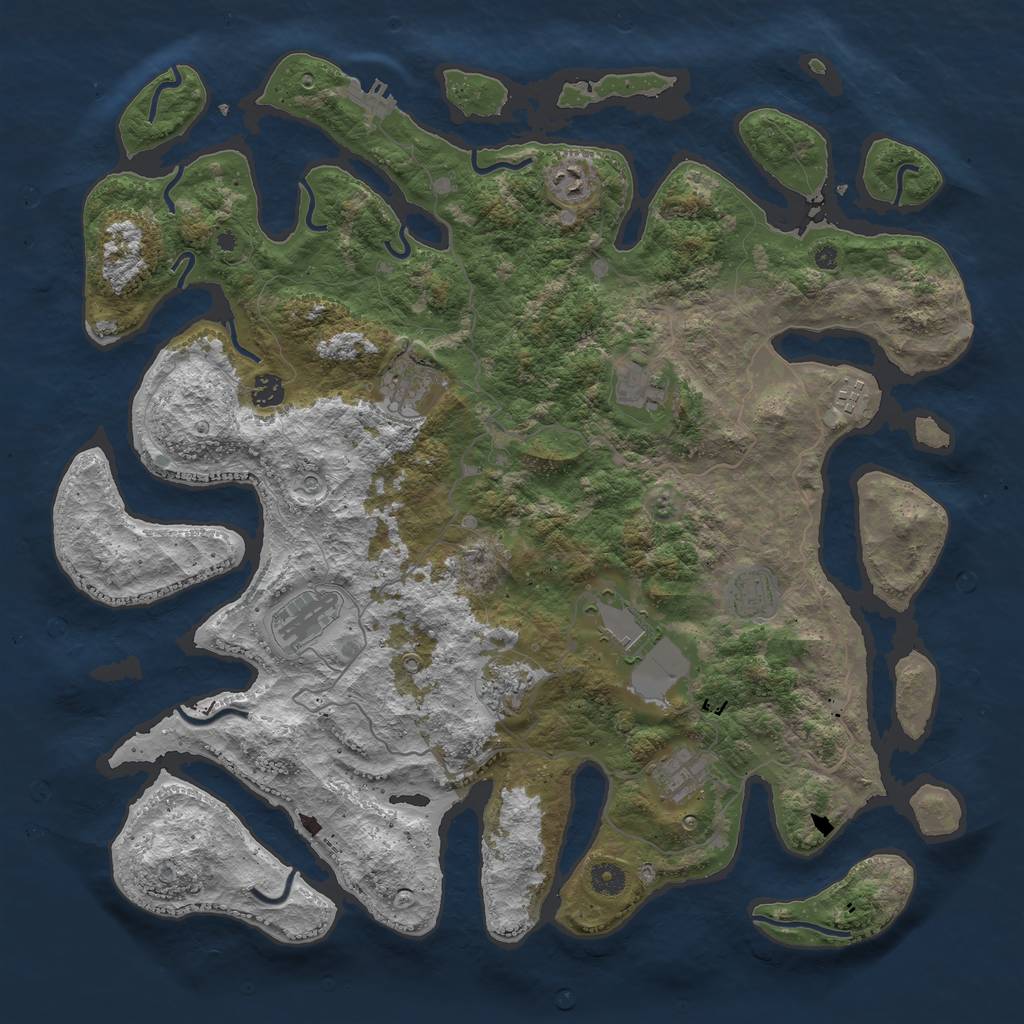 Rust Map: Procedural Map, Size: 4500, Seed: 883170, 14 Monuments