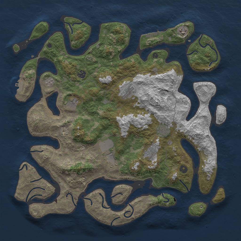 Rust Map: Procedural Map, Size: 4500, Seed: 385941, 13 Monuments