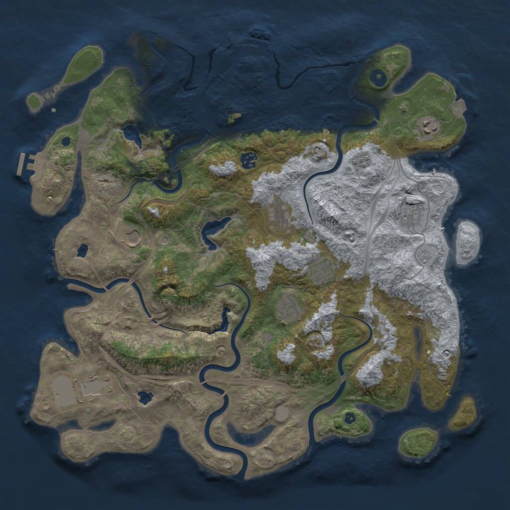 Rust Map: Procedural Map, Size: 4500, Seed: 385941, 15 Monuments