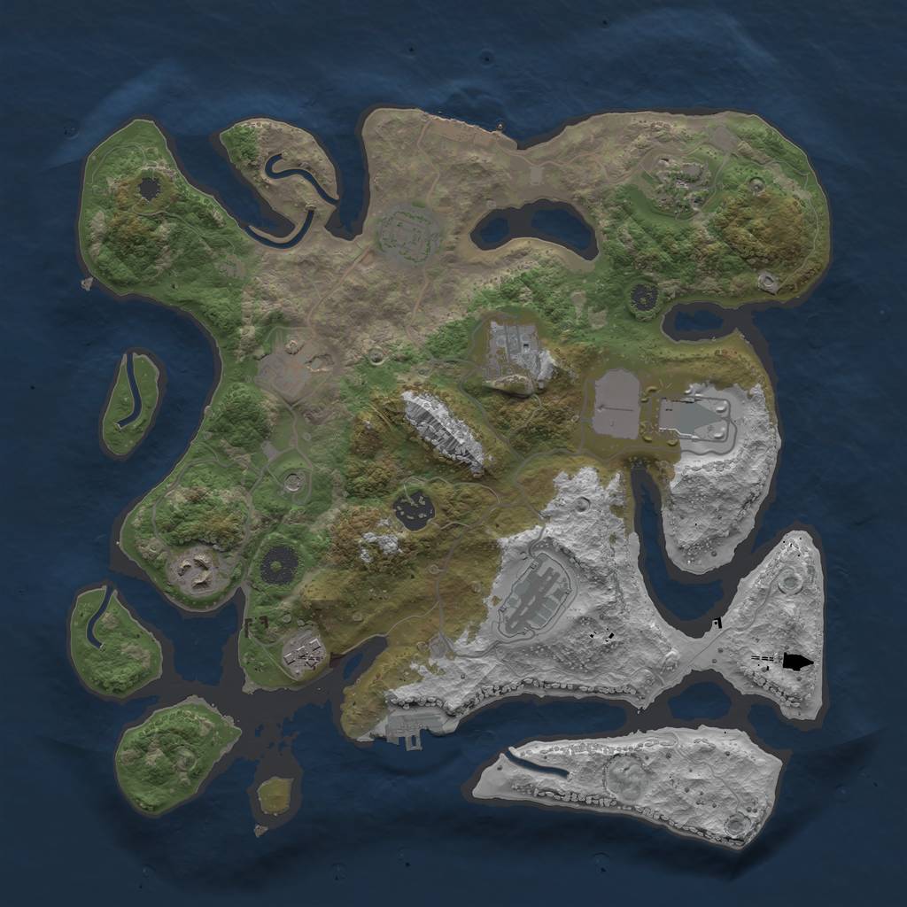 Rust Map: Procedural Map, Size: 3500, Seed: 726662240, 14 Monuments