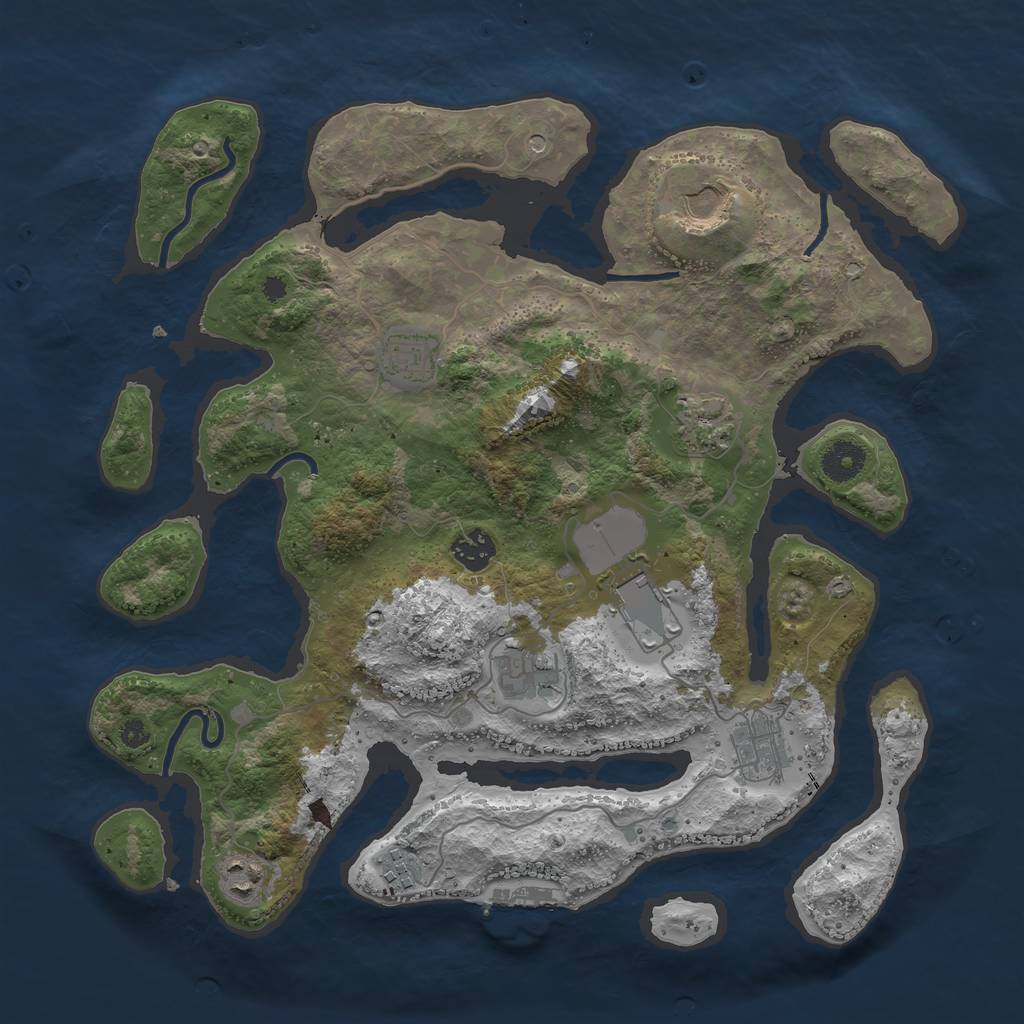 Rust Map: Procedural Map, Size: 3750, Seed: 1170137610, 13 Monuments