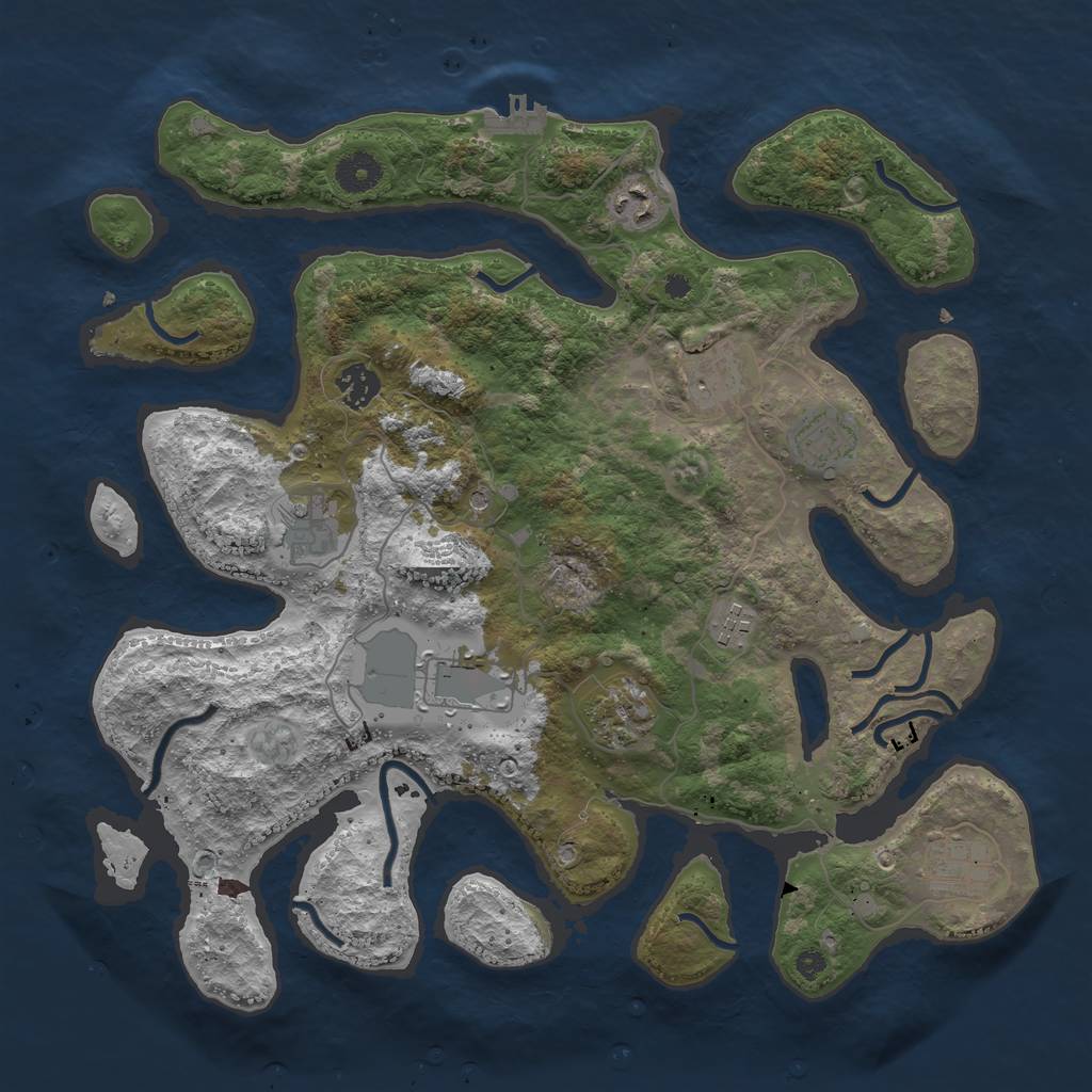 Rust Map: Procedural Map, Size: 3800, Seed: 99394261, 13 Monuments