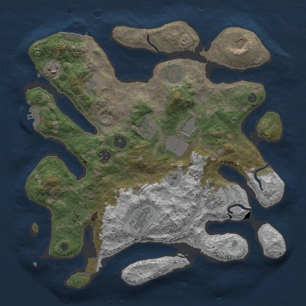 Rust Map: Procedural Map, Size: 3600, Seed: 637039, 14 Monuments