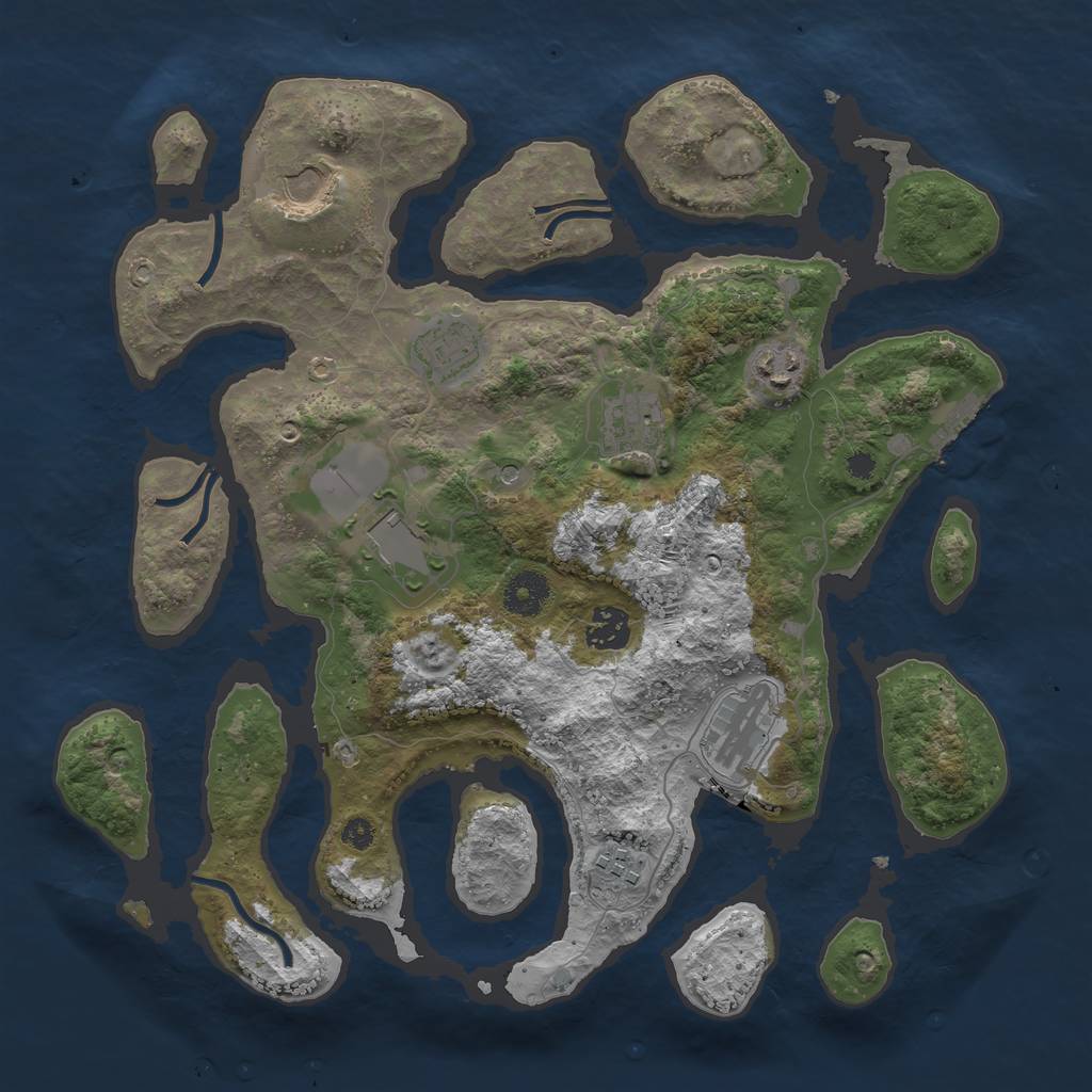 Rust Map: Procedural Map, Size: 3600, Seed: 264141, 12 Monuments