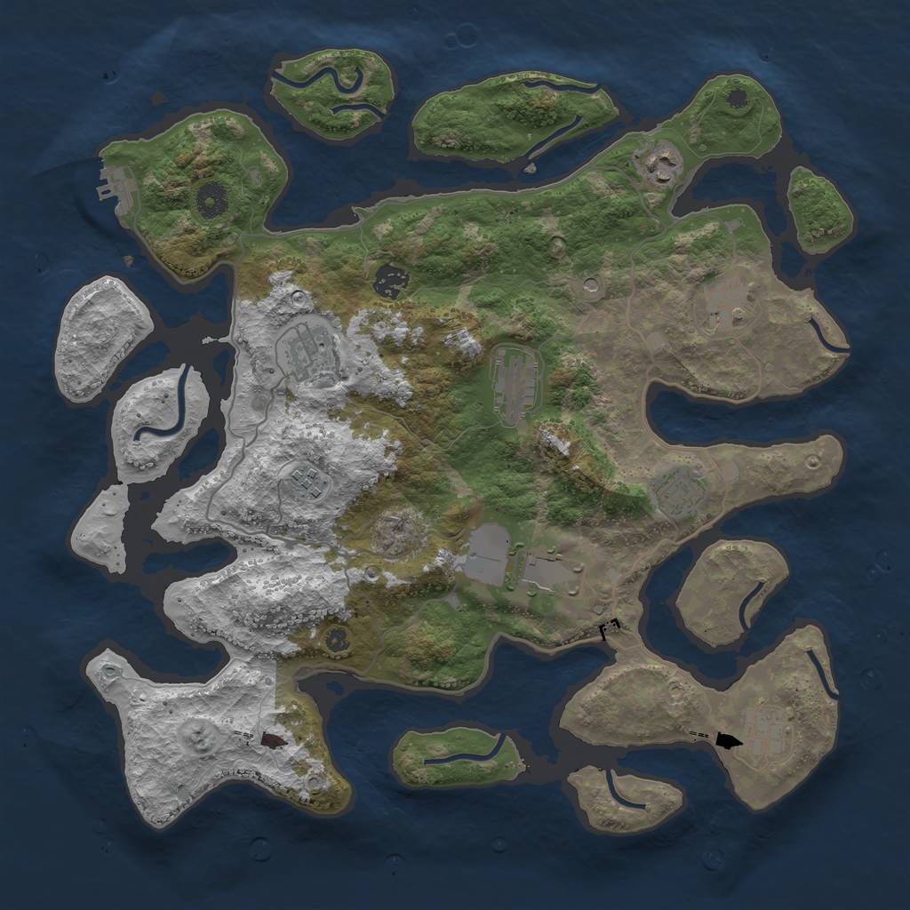 Rust Map: Procedural Map, Size: 4000, Seed: 927734, 13 Monuments