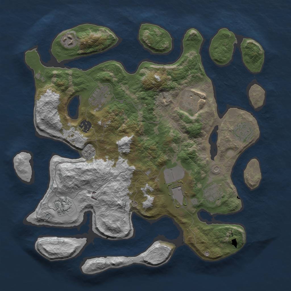 Rust Map: Barren, Size: 3700, Seed: 62698602, 12 Monuments