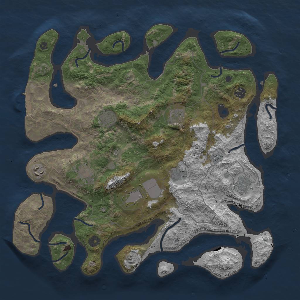 Rust Map: Procedural Map, Size: 4000, Seed: 773605, 13 Monuments