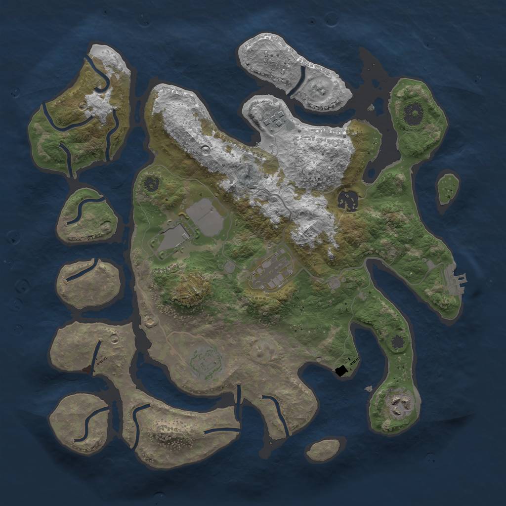 Rust Map: Procedural Map, Size: 3500, Seed: 312453, 9 Monuments