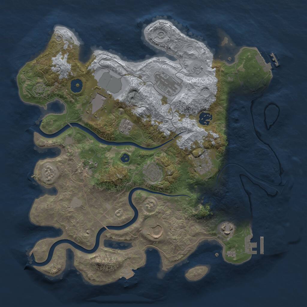 Rust Map: Procedural Map, Size: 3500, Seed: 312453, 15 Monuments