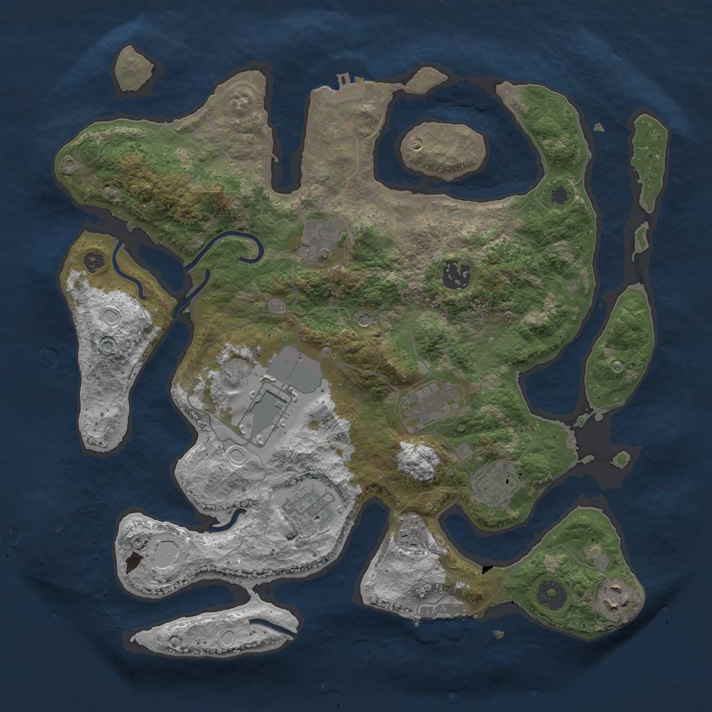 Rust Map: Procedural Map, Size: 3600, Seed: 690604, 19 Monuments