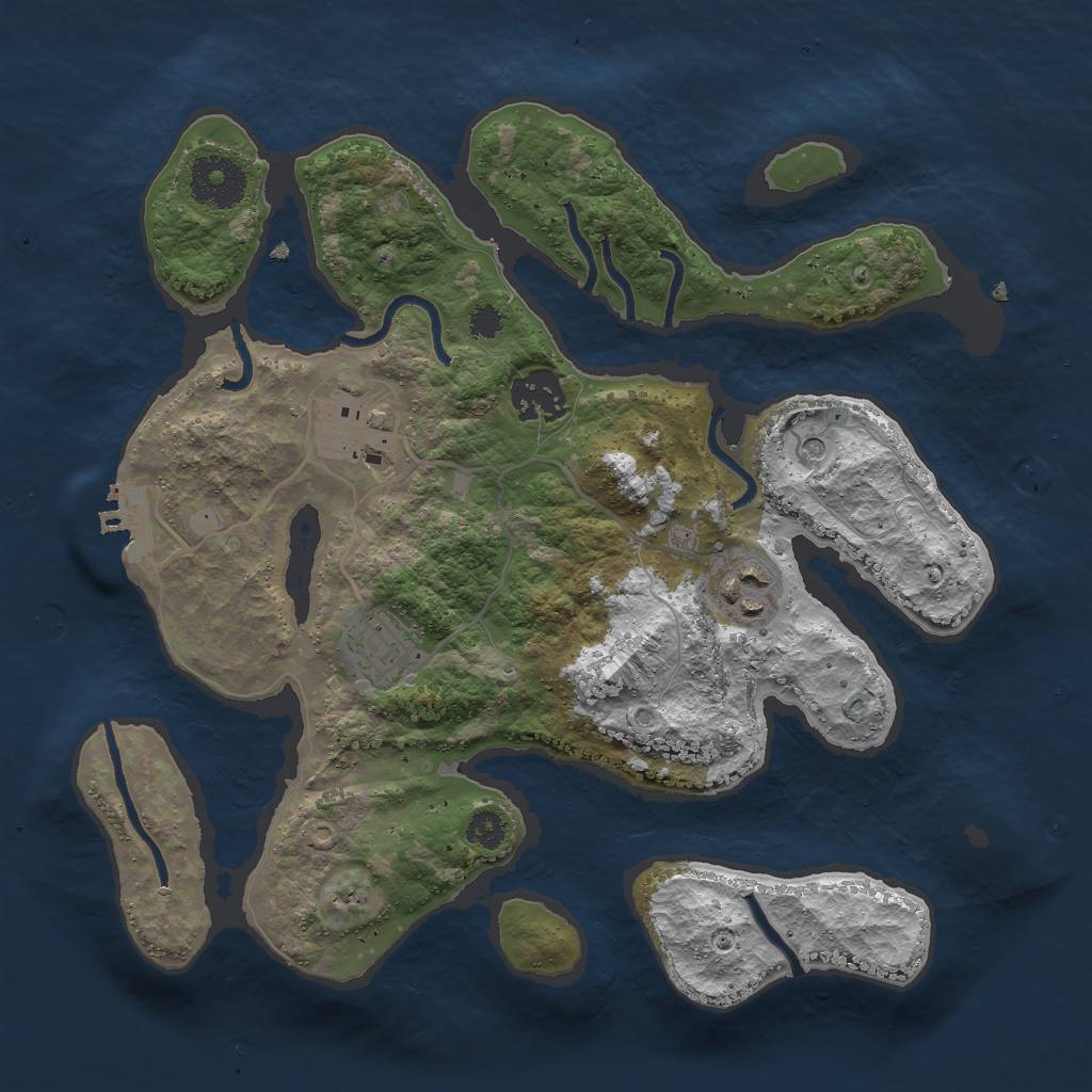 Rust Map: Procedural Map, Size: 3000, Seed: 2421004, 8 Monuments