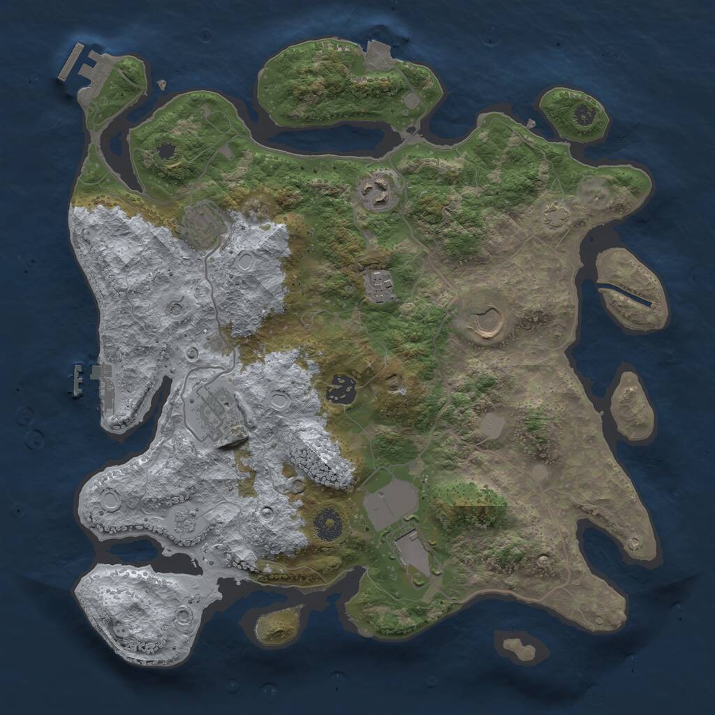 Rust Map: Procedural Map, Size: 3500, Seed: 1858796073, 13 Monuments