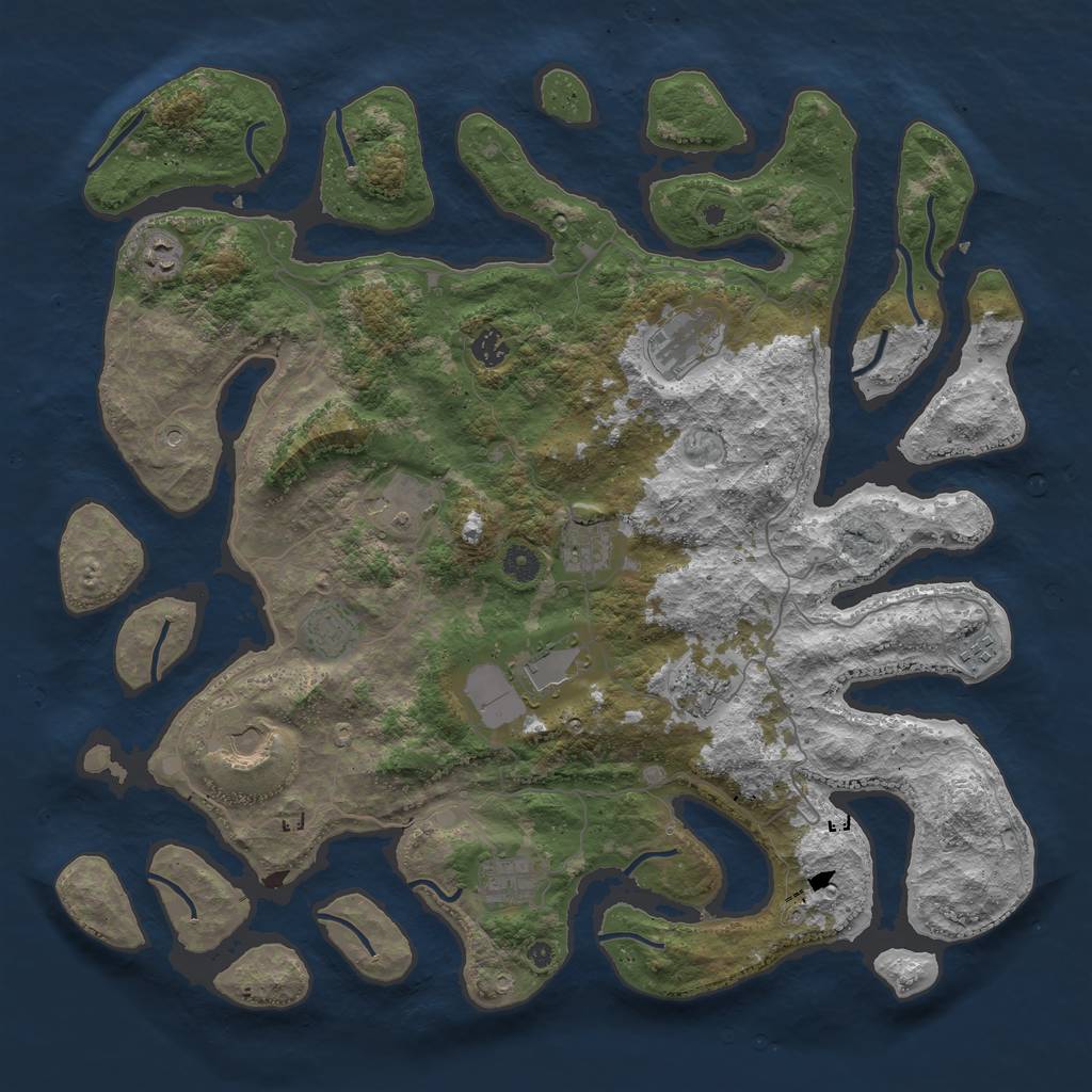 Rust Map: Procedural Map, Size: 4500, Seed: 563121, 14 Monuments