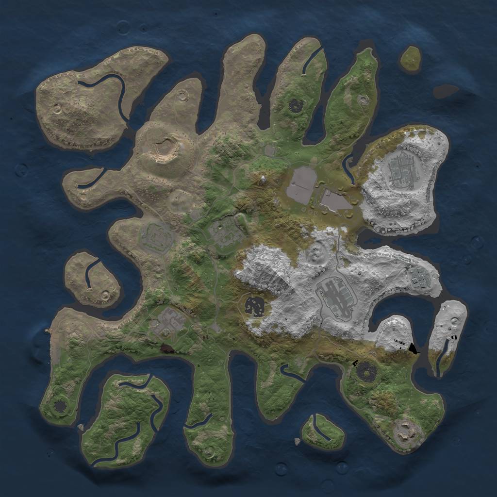 Rust Map: Procedural Map, Size: 3600, Seed: 950106, 13 Monuments