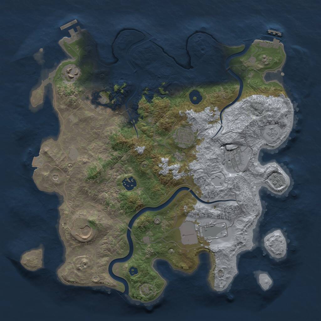 Rust Map: Procedural Map, Size: 3600, Seed: 629356, 14 Monuments