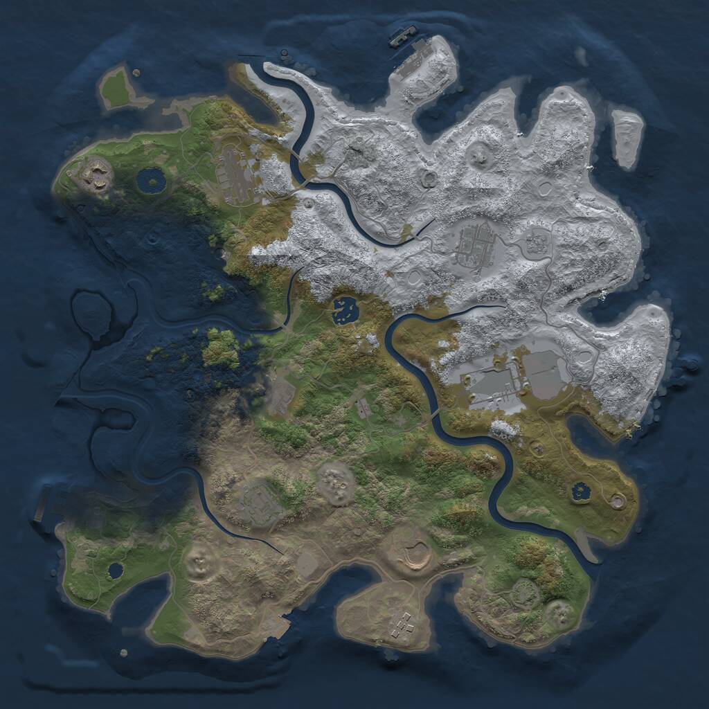 Rust Map: Procedural Map, Size: 3800, Seed: 15499885, 15 Monuments