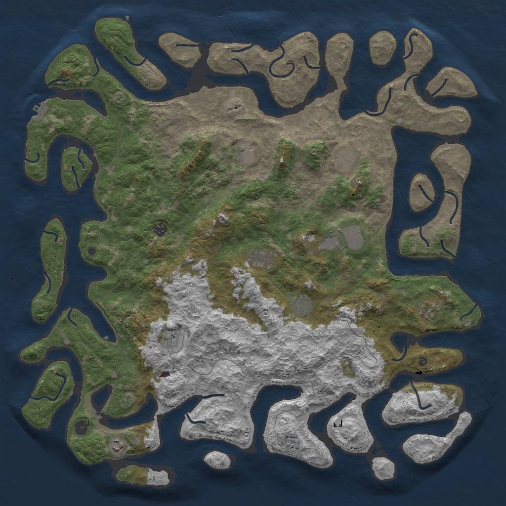 Rust Map: Procedural Map, Size: 5500, Seed: 49526, 14 Monuments